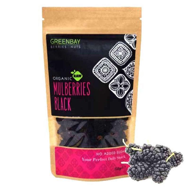 GREEN BAY Μαύρα μούρα Mulberries αποξηραμένα (125γρ) Superfoods ,Ξηροί καρποί , αποξηραμένα φρούτα & σπόροι